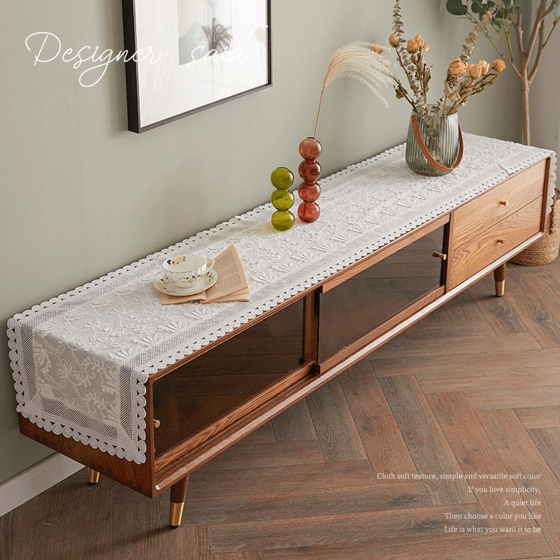 Home Office News - Décoration de table en dentelle blanche,