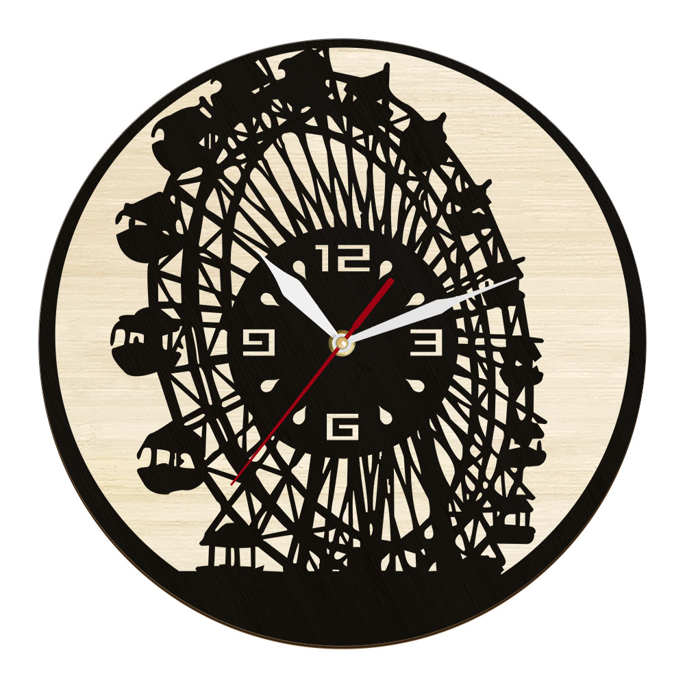 Home Office England - Horloge murale en bois naturel London