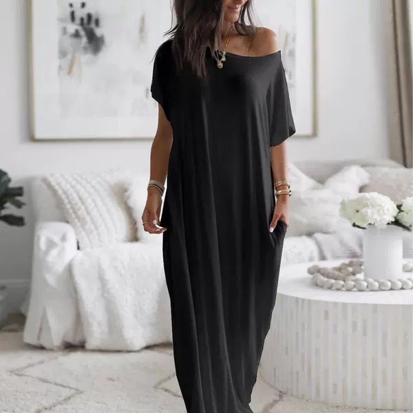 Home Office 2024 - Robe longue à manches chauve-souris pour