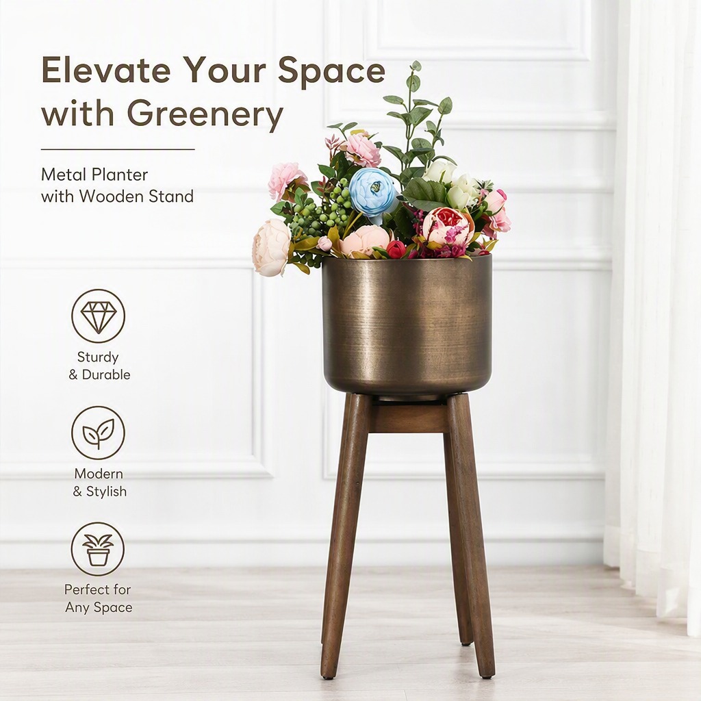 Support de plantes en bois ind - Home Office Industrial Style avis et prix